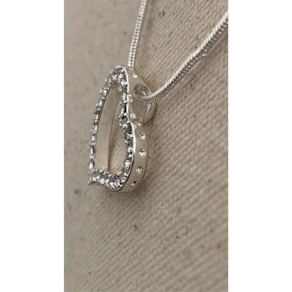 Set of 2 Open Heart Necklaces made with Swarovski Crystals, Rhodium, Gift-Ready - Picture 5 of 8